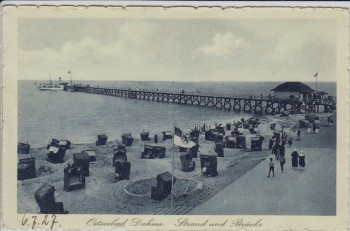 AK Ostseebad Dahme in Holstein Strand und Brücke 1927