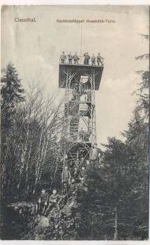 AK Clausthal Kuckholzklipper Aussichts-Turm viele Menschen 1910 RAR