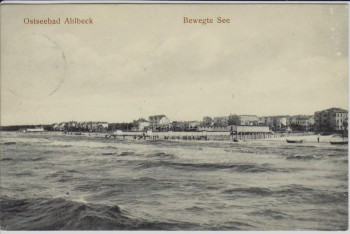 AK Ostseebad Ahlbeck Bewegte See mit Strand 1910