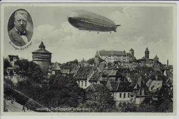 AK Landung der Graf Zeppelin LZ 127 in Nürnberg 1931