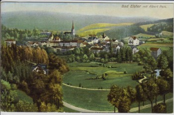 AK Bad Elster Ortsansicht mit Albert Park 1910