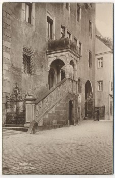 AK Foto Oschatz Rathaustreppe 1920