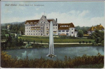 AK Bad Elster Albert Park mit Sanatorium 1910