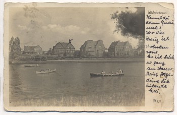 AK Foto Hamburg Eppendorf Winterhuderquai mit Häusern und Booten 1938