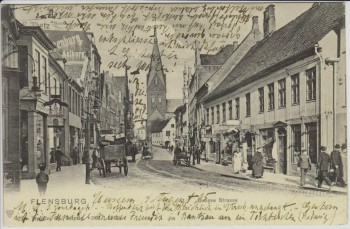 AK Flensburg Große Straße viele Menschen 1903