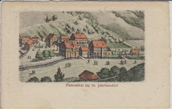 Künstler-AK Bad Peterstal Ortsansicht vom 16. Jahrhundert 1921 RAR