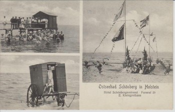 AK Mehrbild Ostseebad Schönberg in Holstein Hotel Schönbergerstrand Badewagen 1910 RAR