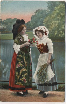AK Elsässerin und Lothringerin Frauen in Tracht Elsass Lothringen 1914
