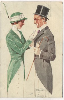 Künstler-AK Ludwig Hohlwein Mann und Frau Offizielle Postkarte Bayrischer Blumentag München 1913