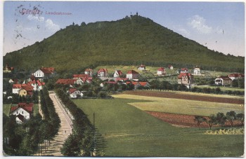 AK Görlitz Landeskrone mit Straßenansicht 1927