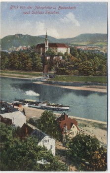 AK Blick von der Jahnplatte in Bodenbach nach Schloss Tetschen Děčín Tschechien 1925