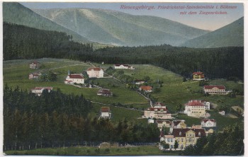 AK Friedrichsthal mit Ziegenrücken Špindlerův Mlýn Spindlermühle Riesengebirge Krkonoše Tschechien 1920