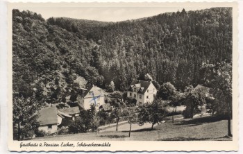 AK Foto Gasthaus und Pension Escher Schöneckermühle Ehrbachklamm Oppenhausen b. Boppard 1950