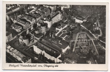 AK Foto Stuttgart Marienhospital vom Flugzeug aus Luftbild Fliegeraufnahme 1935 RAR
