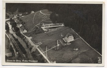 AK Foto Tanne im Harz Pension und Cafe Sanssouci Luftbild Fliegeraufnahme b. Oberharz Brocken 1940 RAR