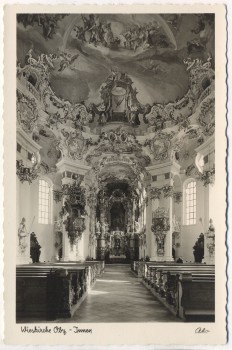 AK Foto Steingaden Oberbayern Wallfahrtskirche Wieskirche Innen 1950