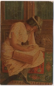 AK Degi-Gemälde Nr. 595 Der Bücherwurm von A. v. Riesen 1920