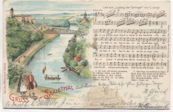 AK Gruss aus dem Saalethal Liedkarte Giebichenstein b. Halle 1903