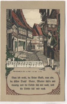Künstler-AK Liedkarte Nun leb' wohl, du kleine Gasse Deutsche Volkslieder Nr. 20 Offset-Druck 1920