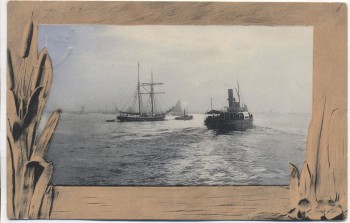 Künstler-AK Segelschiff und Dampfer 1907