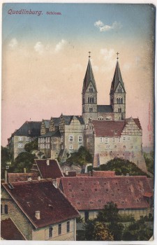 AK Quedlinburg Schloss mit Häusern 1912