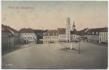 AK Gruss aus Königsbrück Markt mit Rathaus und Ratskeller Soldatenkarte 1910