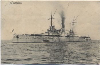 VERKAUFT !!!   AK Deutsches Kriegsschiff SMS Westfalen 1910
