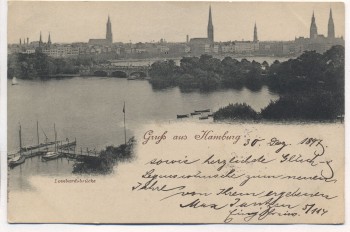 AK Gruß aus Hamburg Lombardsbrücke 1897