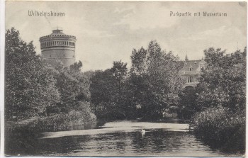 AK Wilhelmshaven Partie mit Wasserturm Soldatenkarte 1906