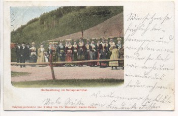 Litho Hochzeitszug im Schapbachtal Rippoldsau Schapbach 1902