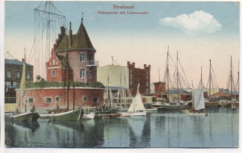 VERKAUFT !!!   AK Stralsund Hafenpartie mit Lotsenwache Schiffe 1910