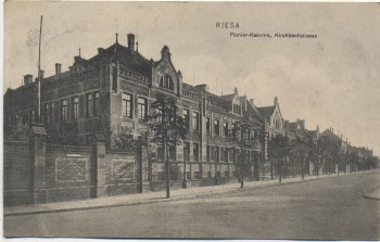AK Riesa Pionier-Kaserne Kirchbachstrasse 1910