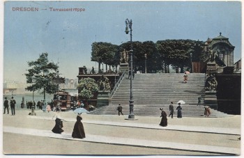AK Dresden Terrassentreppe mit Menschen 1911