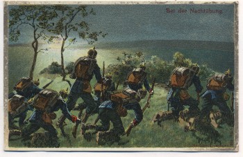 AK Bei der Nachtübung Soldaten mit Pickelhaube Soldatenkarte 1911