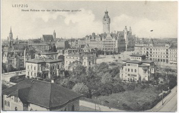 VERKAUFT !!!   AK Leipzig Neues Rathaus von der Wächterstrasse gesehen 1905