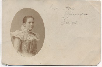 VERKAUFT !!!   AK Foto Frau Anna Weideneder im Kleid Tann Niederbayern 1900
