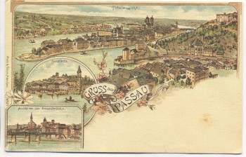 AK Gruss aus Passau Totalansicht 1900