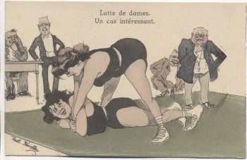 VERKAUFT !!!!       Künstler-AK Rud. Kristen Lutte de dames Frauen beim Ringen Männer schauen zu Verlag B.K.W. 1920 RAR