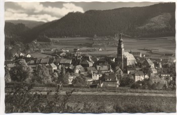 AK Foto Stadtsteinach im Frankenwald Ortsansicht mit Kirche 1955