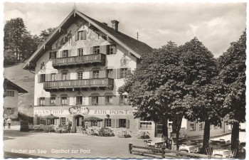 AK Foto Kochel am See Gasthof zur Post 1960