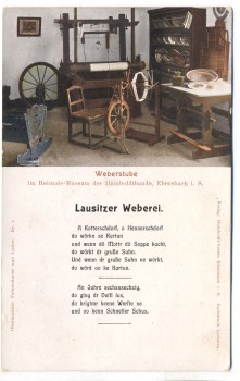AK Ebersbach in Sachsen Weberstube in der Humboldtbaude Liedkarte Lausitzer Weberei 1907 RAR