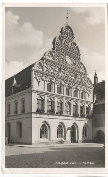 AK Foto Stargard Pommern Rathaus mit Fahrrad Stargard Szczeciński Polen 1941
