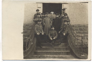 VERKAUFT !!!   AK Foto Bitsch Gruppenbild Soldaten Mottenverein I.R. 166 Bitche Lothringen Frankreich Feldpost 1916
