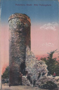 AK Paderborn Westfalen Alter Festungsturm mit Menschen 1920 RAR