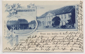 VERKAUFT !!!   AK Gruss aus Loslau Oberschlesien Schloss Ringseite Wodzisław Śląski Polen 1901 RAR