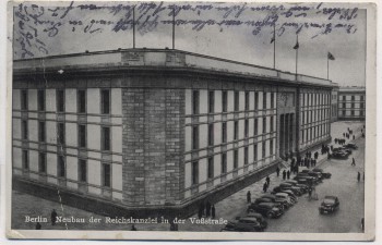 VERKAUFT !!!   AK Foto Berlin Neubau der Reichskanzlei in der Voßstraße mit Autos 1941