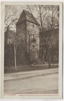 AK Alt-Freiberg Schloß Freudenstein mit angrenzendem Stadtmauerturm Freiberg 1915