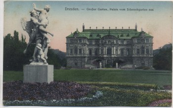 AK Dresden Großer Garten Palais vom Schmuckgarten aus 1908