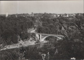 AK Blick auf Grünwalder Brücke Isartal Grünwald Pullach 1961