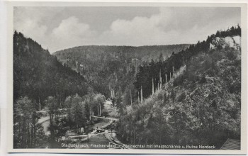 AK Foto Stadtsteinach Frankenwald Steinachtal mit Waldschänke und Ruine Nordeck 1940
